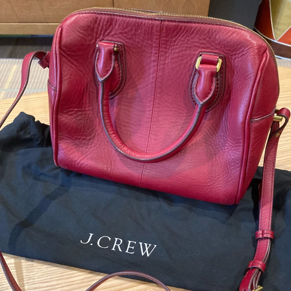 J. Crew Rich Red Leather Satchel